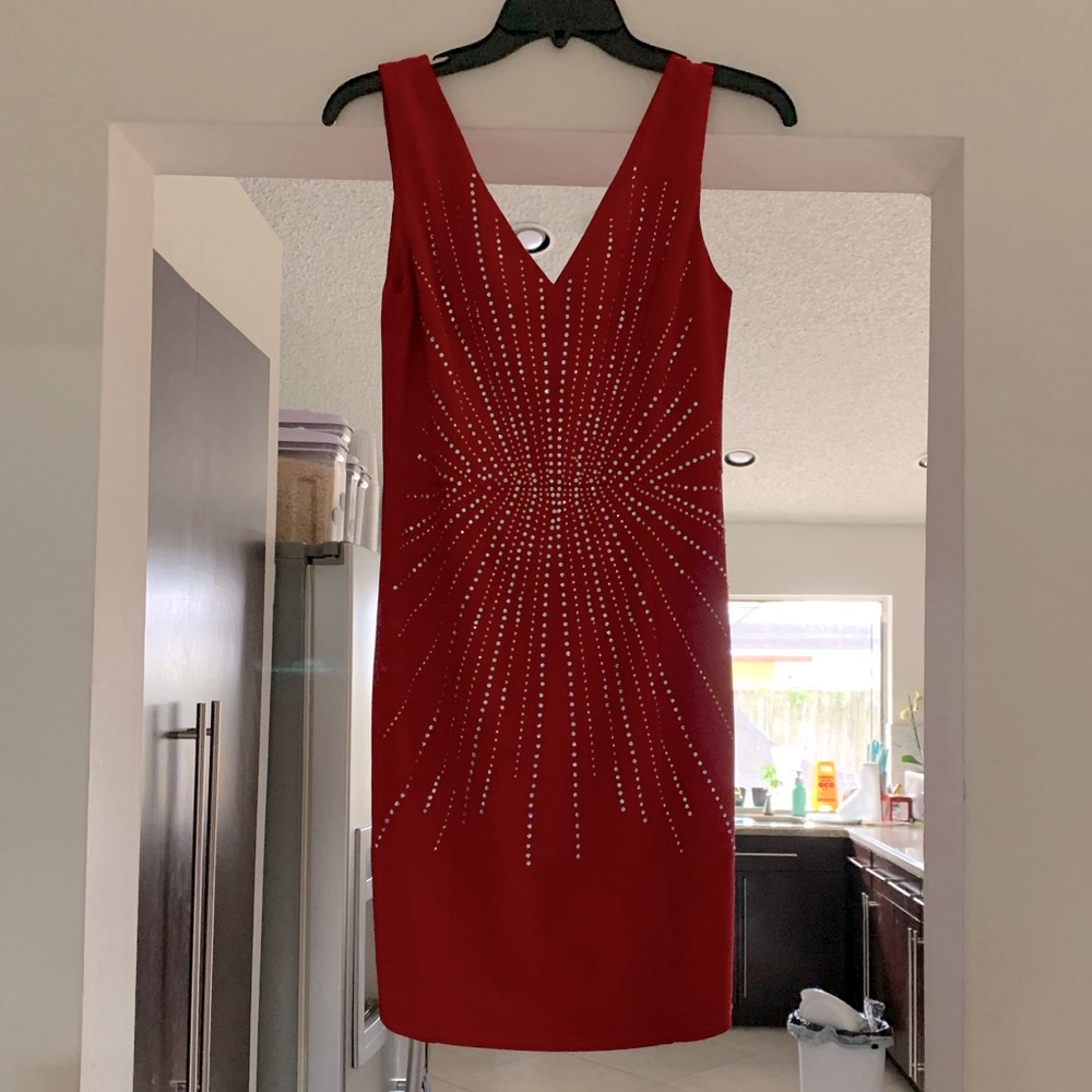 Tommy Hilfiger Red Dress w Gemstone Design